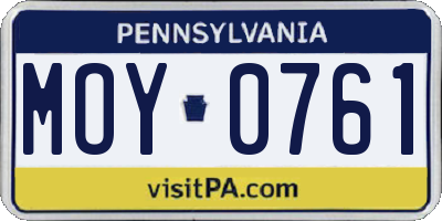 PA license plate MOY0761