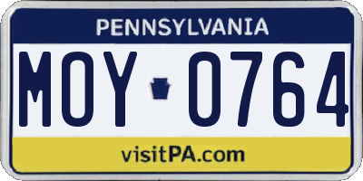 PA license plate MOY0764