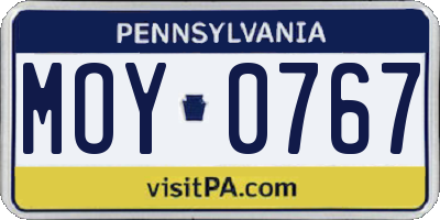 PA license plate MOY0767