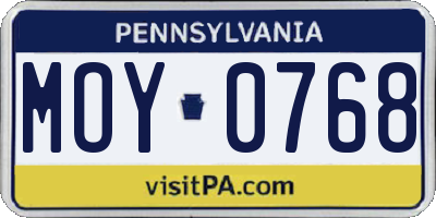 PA license plate MOY0768