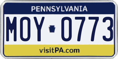PA license plate MOY0773