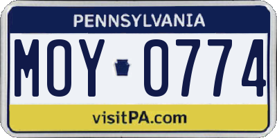 PA license plate MOY0774