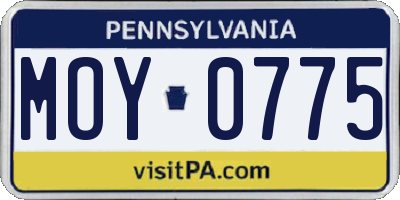 PA license plate MOY0775