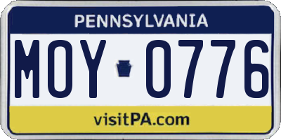 PA license plate MOY0776