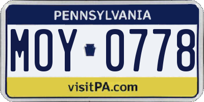 PA license plate MOY0778