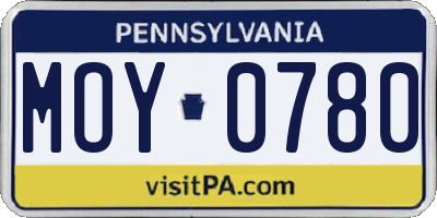 PA license plate MOY0780