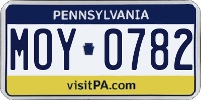 PA license plate MOY0782