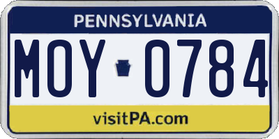 PA license plate MOY0784