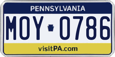 PA license plate MOY0786