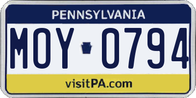 PA license plate MOY0794