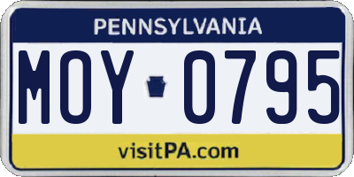 PA license plate MOY0795