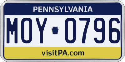 PA license plate MOY0796