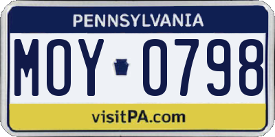 PA license plate MOY0798