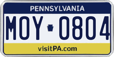 PA license plate MOY0804