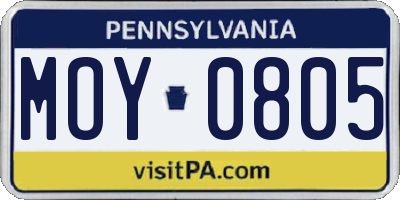 PA license plate MOY0805