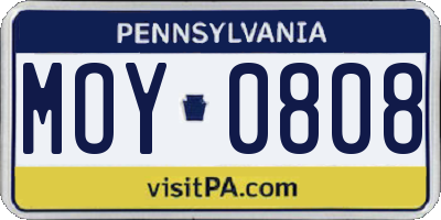 PA license plate MOY0808
