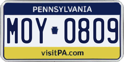 PA license plate MOY0809