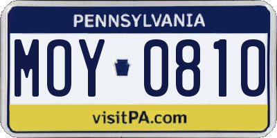 PA license plate MOY0810