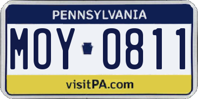 PA license plate MOY0811