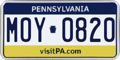 PA license plate MOY0820