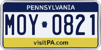 PA license plate MOY0821