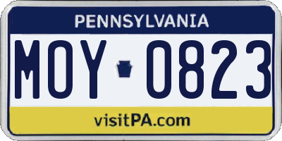PA license plate MOY0823