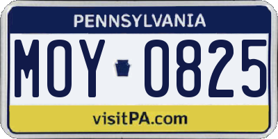 PA license plate MOY0825