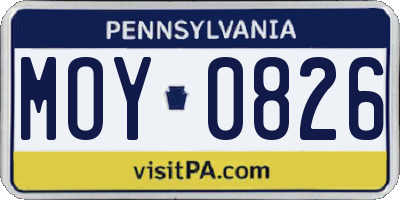 PA license plate MOY0826
