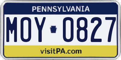 PA license plate MOY0827