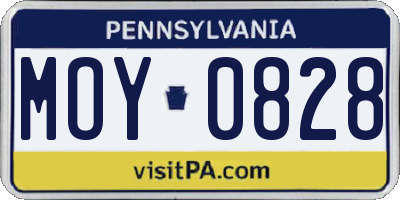 PA license plate MOY0828