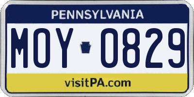 PA license plate MOY0829
