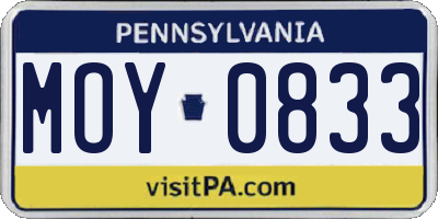 PA license plate MOY0833