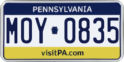 PA license plate MOY0835