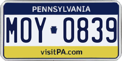 PA license plate MOY0839