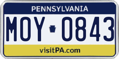 PA license plate MOY0843