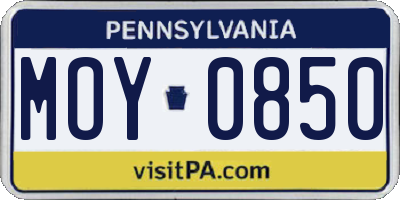 PA license plate MOY0850