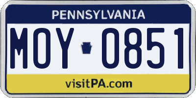PA license plate MOY0851