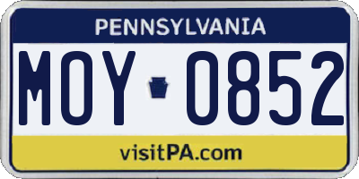 PA license plate MOY0852