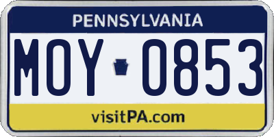 PA license plate MOY0853