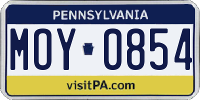 PA license plate MOY0854