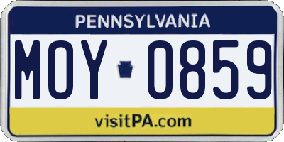 PA license plate MOY0859