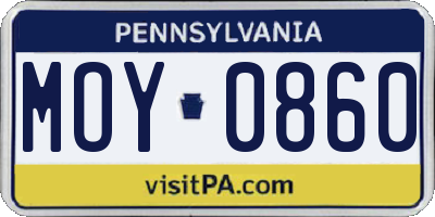 PA license plate MOY0860