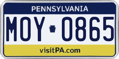 PA license plate MOY0865