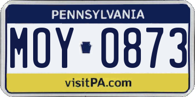 PA license plate MOY0873
