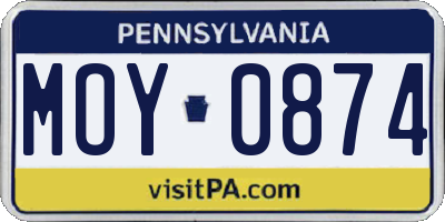 PA license plate MOY0874