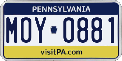 PA license plate MOY0881