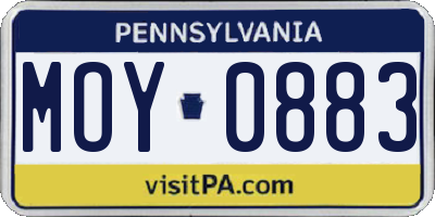 PA license plate MOY0883