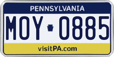 PA license plate MOY0885