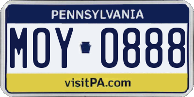 PA license plate MOY0888