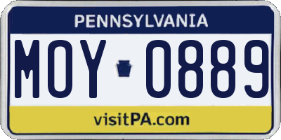 PA license plate MOY0889